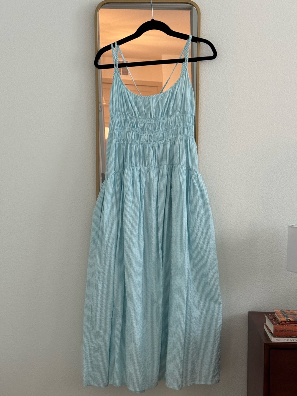 Elan Light Blue & White Striped Sundress